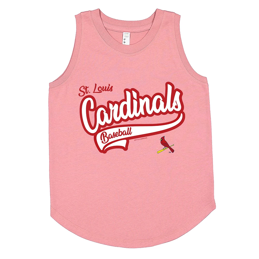 Girls Youth Soft as a Grape Pink St. Louis Cardinals Tank Top