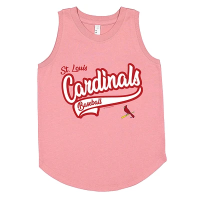 Girls Youth Soft as a Grape Pink St. Louis Cardinals Tank Top