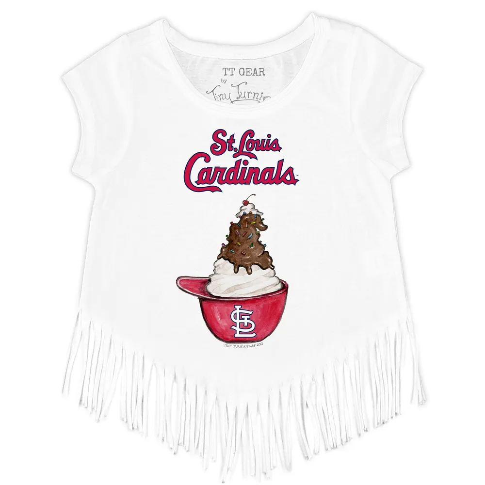 St. Louis Cardinals Tiny Turnip Girls Toddler Babes Fringe T-Shirt - White