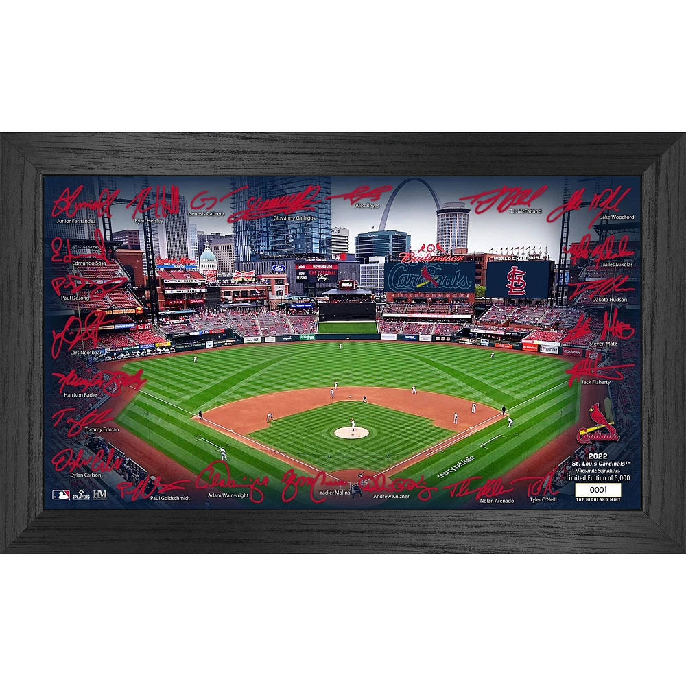 Highland Mint St. Louis Cardinals 12" x 20" Facsimile Signature Field - Photo encadrée