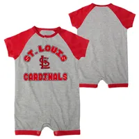 Barboteuse à boutons-pression Raglan Extra Base Hit gris chiné pour bébé Cardinals de Saint-Louis