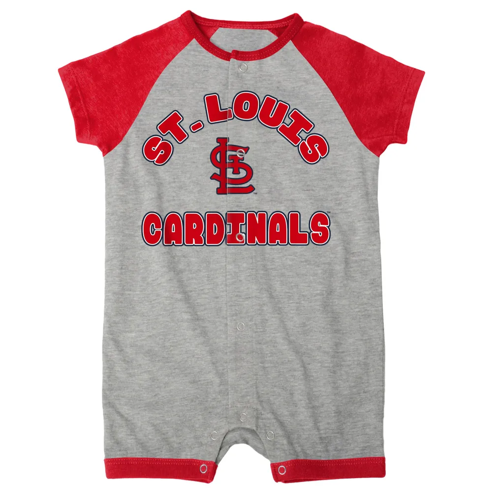 Barboteuse à boutons-pression Raglan Extra Base Hit gris chiné pour bébé Cardinals de Saint-Louis