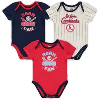 Infant St. Louis Cardinals Red/Navy/Pink Baseball Baby 3-Pack Bodysuit Set