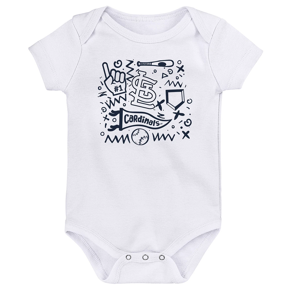 Infant  Navy St. Louis Cardinals Batter Up 3-Pack Bodysuit Set