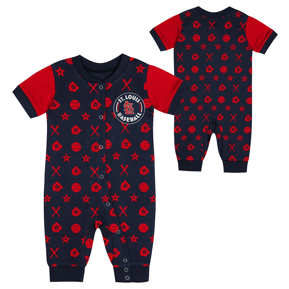 Infant  Navy St. Louis Cardinals Full-Snap Coverall Bodysuit