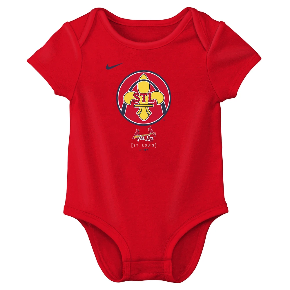 Infant Nike Red St. Louis Cardinals 2024 City Connect Three-Piece Bodysuit Set