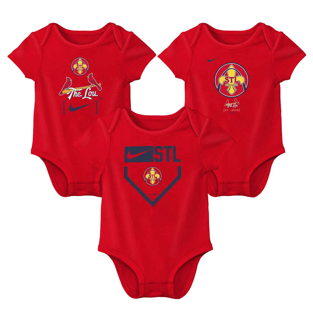 Infant Nike Red St. Louis Cardinals 2024 City Connect Three-Piece Bodysuit Set