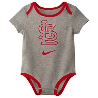 Infant Nike St. Louis Cardinals Authentic Collection Three-Pack Bodysuit Set