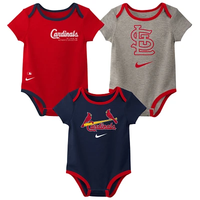 Infant Nike St. Louis Cardinals Authentic Collection Three-Pack Bodysuit Set