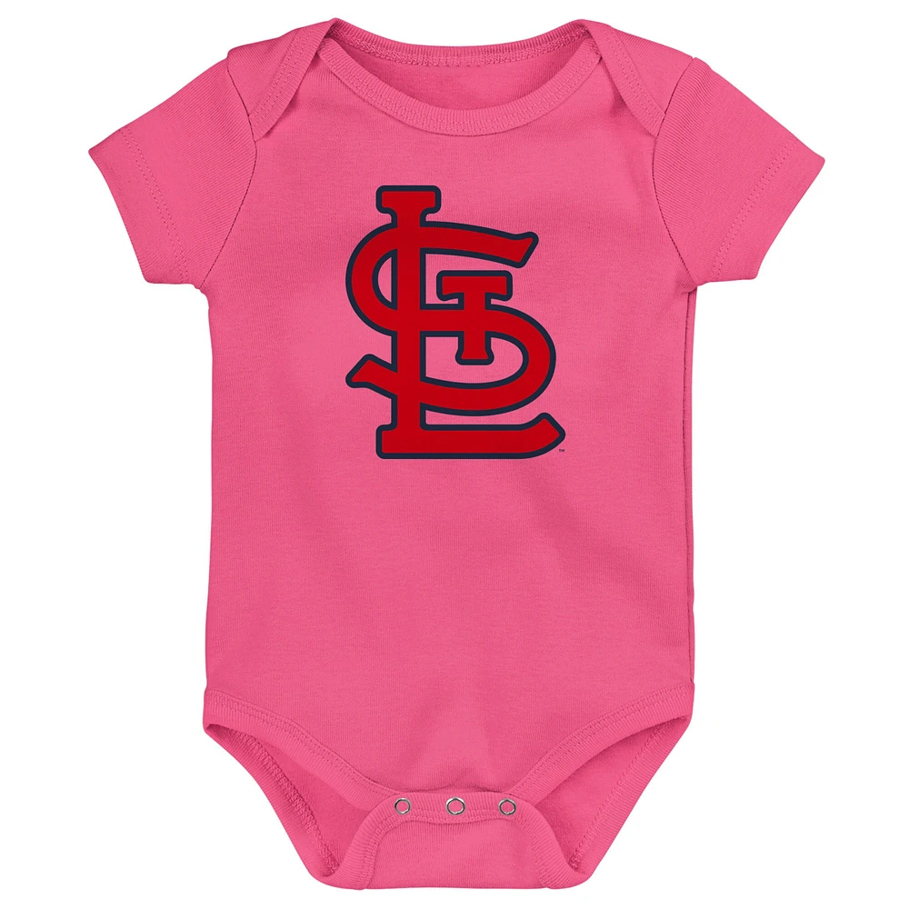 Ensemble de 3 bodys pour bébé rouge/bleu marine/rose St. Louis Cardinals Baseball