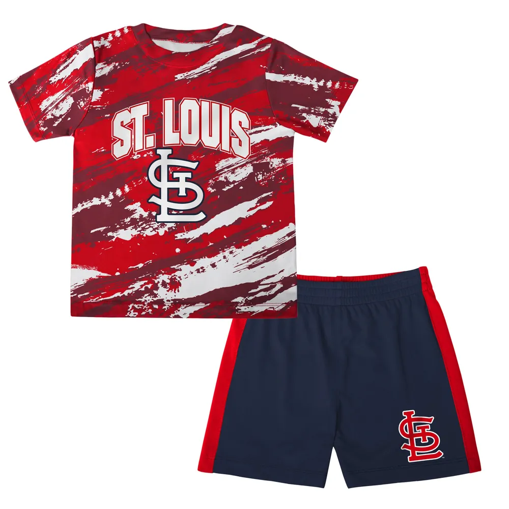 Ensemble t-shirt et short St. Louis Cardinals Stealing Homebase 2.0 rouge/bleu marine pour bébé