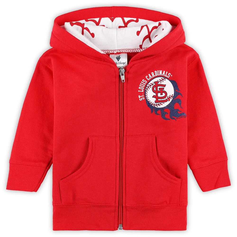 Sweat à capuche entièrement zippé de baseball pour bébé, doux comme un raisin, rouge St. Louis Cardinals