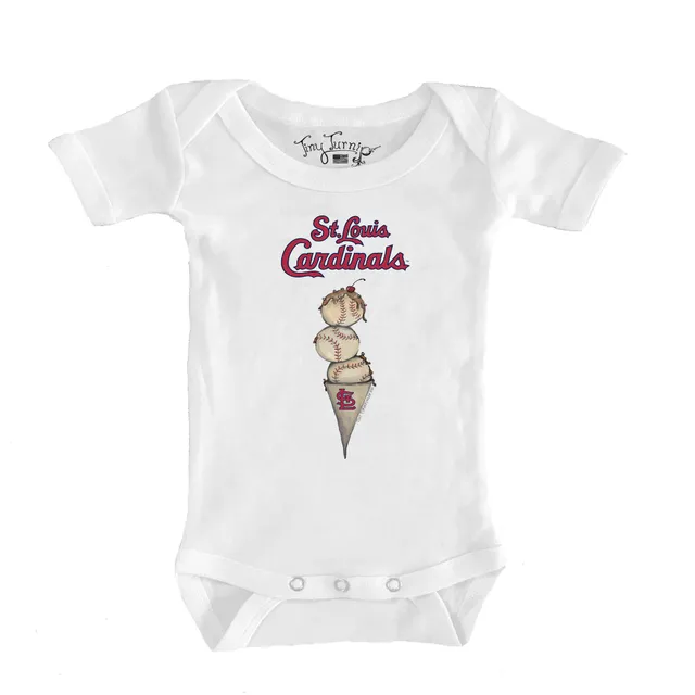 Infant Tiny Turnip White St. Louis Cardinals Heart Bat Bodysuit