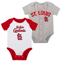 Lot de deux cache-couches Little Slugger des St. Louis Cardinals pour bébés, blanc/gris chiné