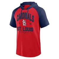 Men's Fanatics  Red St. Louis Cardinals Prime Raglan Short Sleeve Hoodie T-Shirt