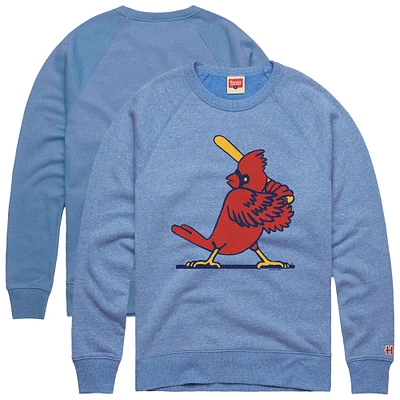 Men's Homage  Light Blue St. Louis Cardinals Retro Tri-Blend Pullover Sweatshirt