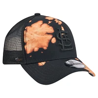 Men's New Era  Black St. Louis Cardinals Bleached A-Frame 9FORTY Adjustable Hat