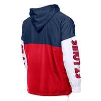 Coupe-vent à capuche entièrement zippé et color block New Era pour homme, rouge/bleu marine, des Cardinals de Saint-Louis