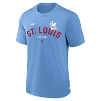 T-shirt Nike bleu clair pour homme avec slogan Rewind de la collection Cooperstown des Cardinals St. Louis