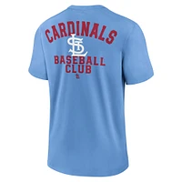 T-shirt Nike bleu clair pour homme avec slogan Rewind de la collection Cooperstown des Cardinals St. Louis