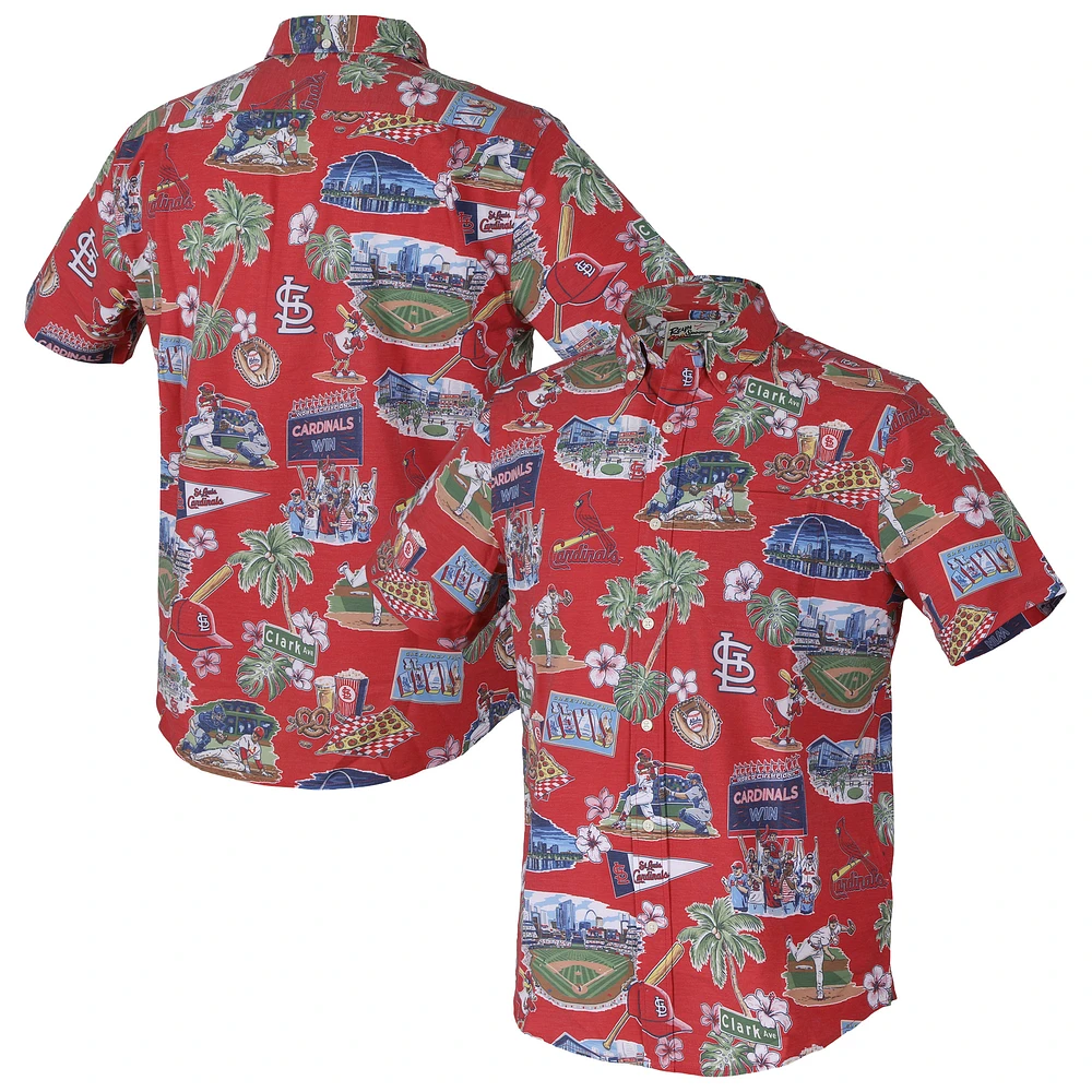 Haut boutonné rouge Reyn Spooner pour homme des Cardinals de St. Louis Scenic Tri-Blend Performance