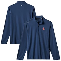 Men's TravisMathew  Navy St. Louis Cardinals Time to Tailgate Tri-Blend Quarter-Zip Pullover