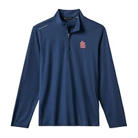 Men's TravisMathew  Navy St. Louis Cardinals Time to Tailgate Tri-Blend Quarter-Zip Pullover