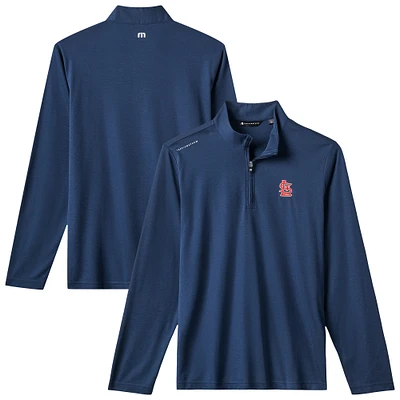 Men's TravisMathew  Navy St. Louis Cardinals Time to Tailgate Tri-Blend Quarter-Zip Pullover