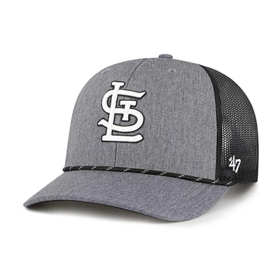 Men's '47 Charcoal St. Louis Cardinals Carbon Rope Trucker Adjustable Hat
