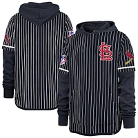 Men's '47  Navy St. Louis Cardinals Pinstripe Double Header Pullover Hoodie