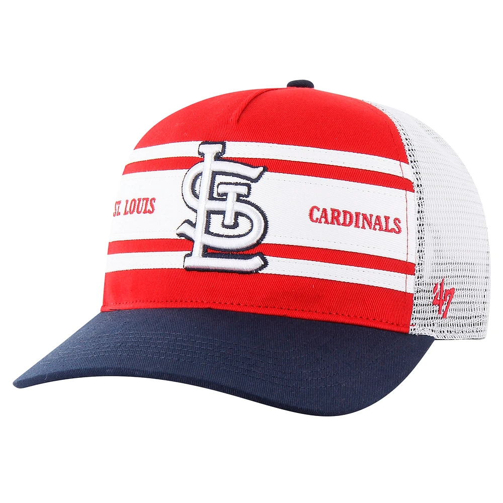 Casquette ajustable St. Louis Cardinals Gridiron Super Stripe pour homme, modèle 47, style camionneur décontracté, rouge