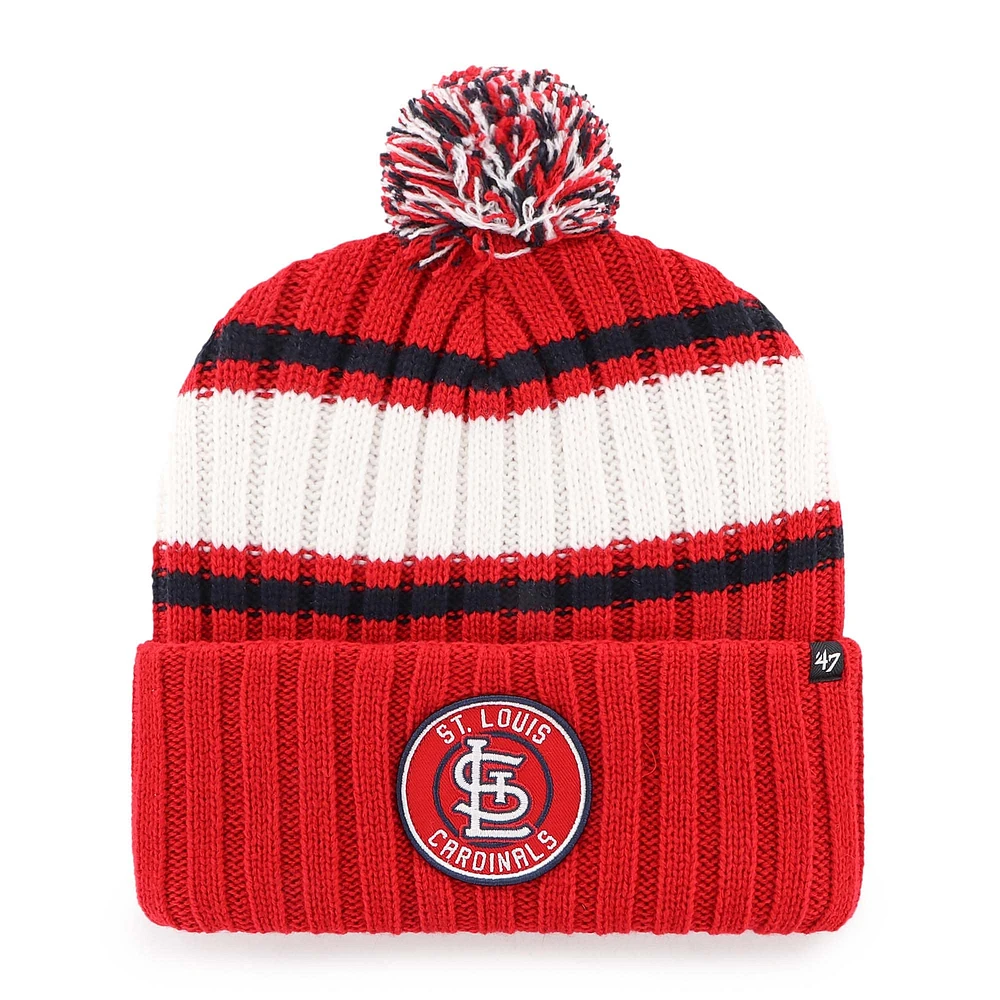 Bonnet en tricot à revers avec pompon pour homme St. Louis Cardinals '47 Red Plateau