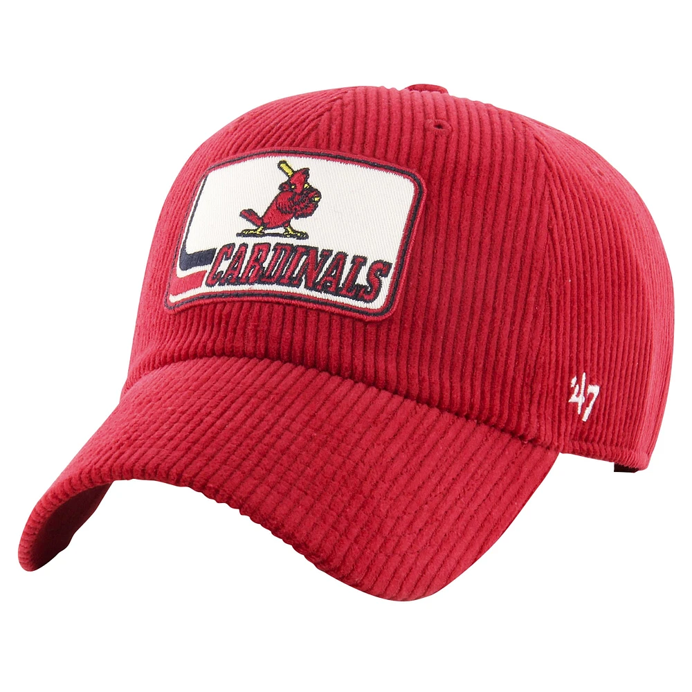 Chapeau réglable en velours côtelé Clean Up de la collection Wax Pack Collection '47 Red St. Louis Cardinals pour hommes