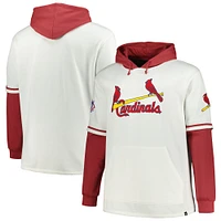 Men's '47 White/Red St. Louis Cardinals Big & Tall Trifecta Shortstop Pullover Hoodie