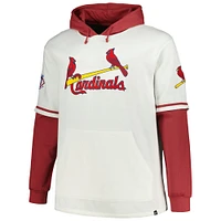 Men's '47 White/Red St. Louis Cardinals Big & Tall Trifecta Shortstop Pullover Hoodie