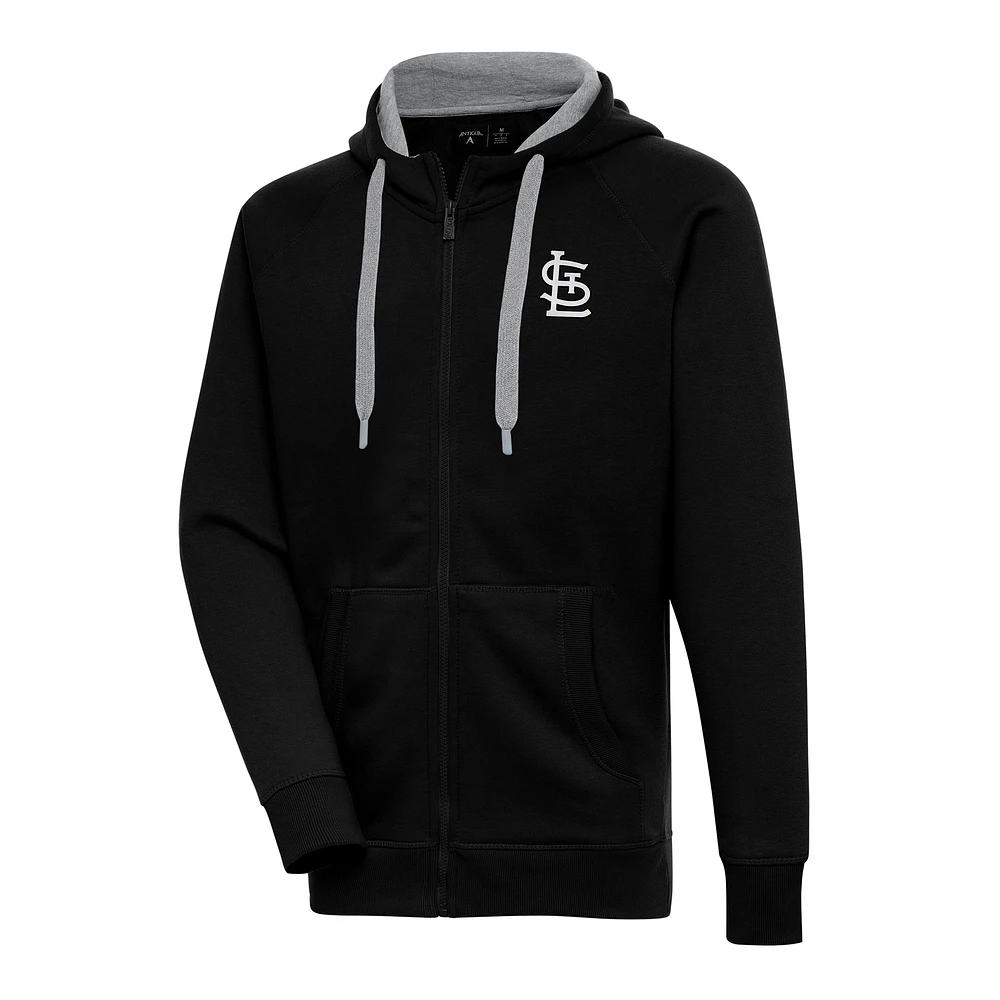 Sweat à capuche entièrement zippé St. Louis Cardinals Metallic Victory pour homme, noir, Antigua