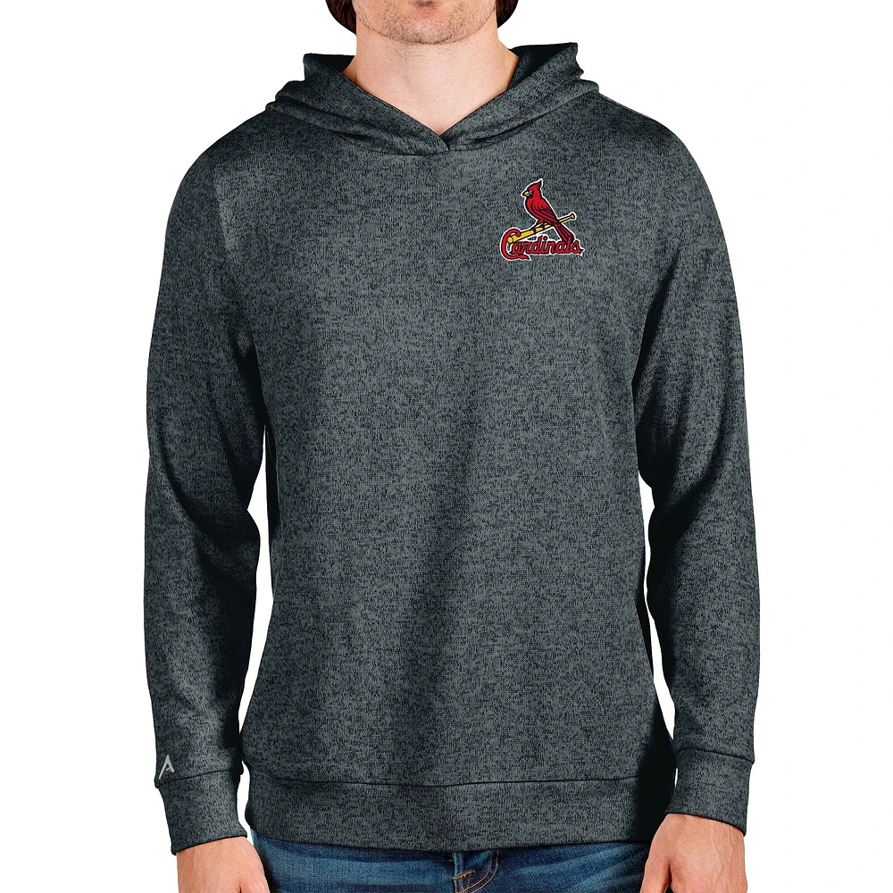 Men's Antigua Heathered Charcoal St. Louis Cardinals Absolute Pullover Hoodie