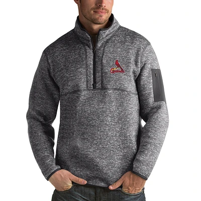Pull demi-zip Fortune Antigua Heathered Anthracite pour homme des Cardinals de St. Louis
