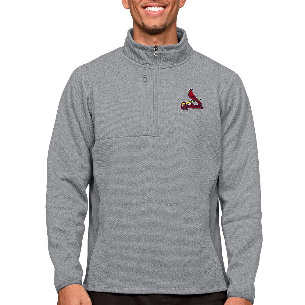 Haut à enfiler glissière quart de tour Course Antigua Heathered Grey pour homme des Cardinals St. Louis