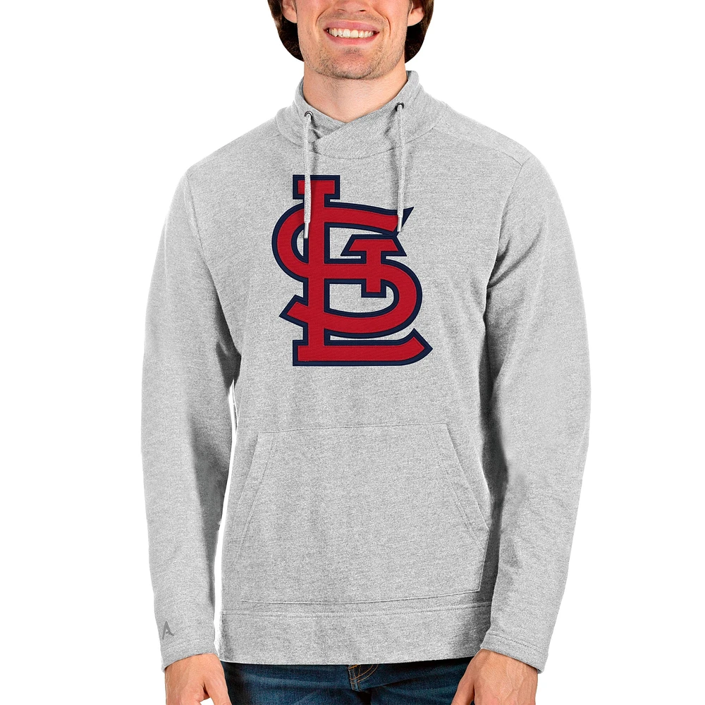 Men's Antigua Heathered Gray St. Louis Cardinals Reward Pullover Sweatshirt