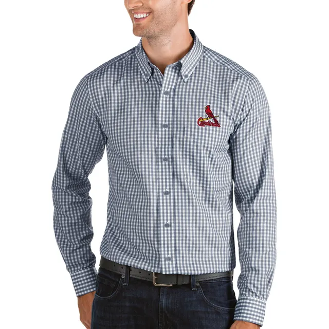 Men's Antigua Red/White St. Louis Cardinals Ease Flannel Button-Up