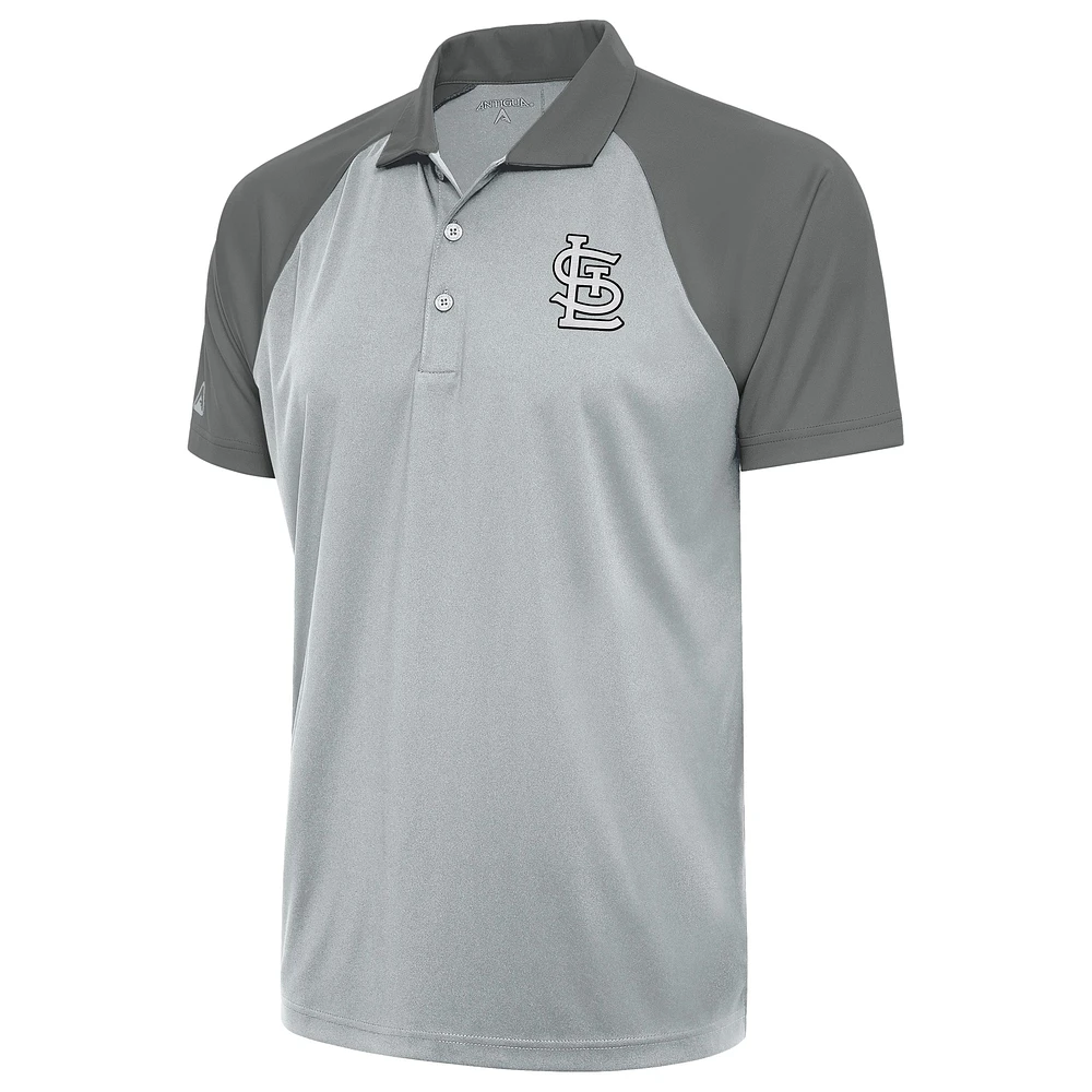 Men's Antigua Silver St. Louis Cardinals Metallic Nova Polo