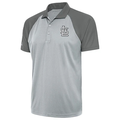 Men's Antigua Silver St. Louis Cardinals Metallic Nova Polo