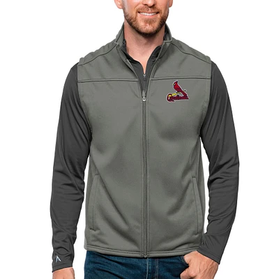 Men's Antigua Steel St. Louis Cardinals Links Full-Zip Golf Vest