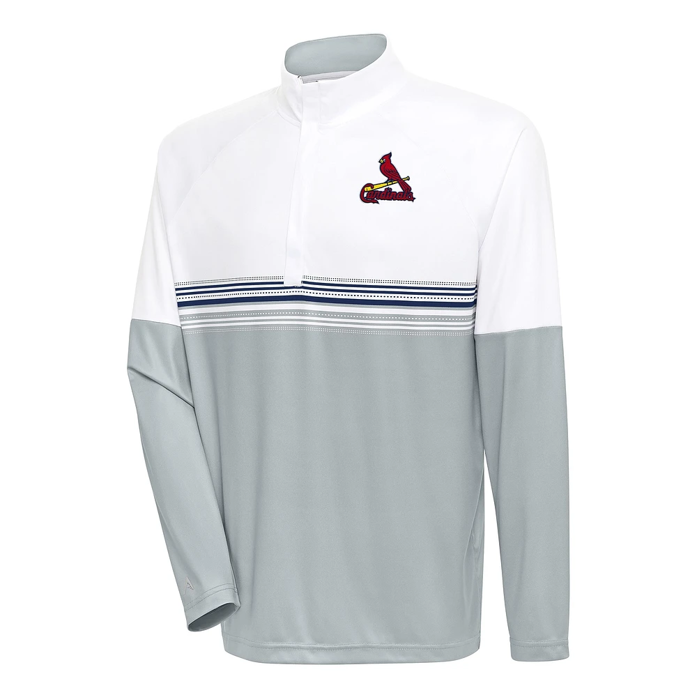 Men's Antigua White/Navy St. Louis Cardinals Bender Quarter-Zip Pullover Top