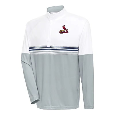 Men's Antigua White/Navy St. Louis Cardinals Bender Quarter-Zip Pullover Top