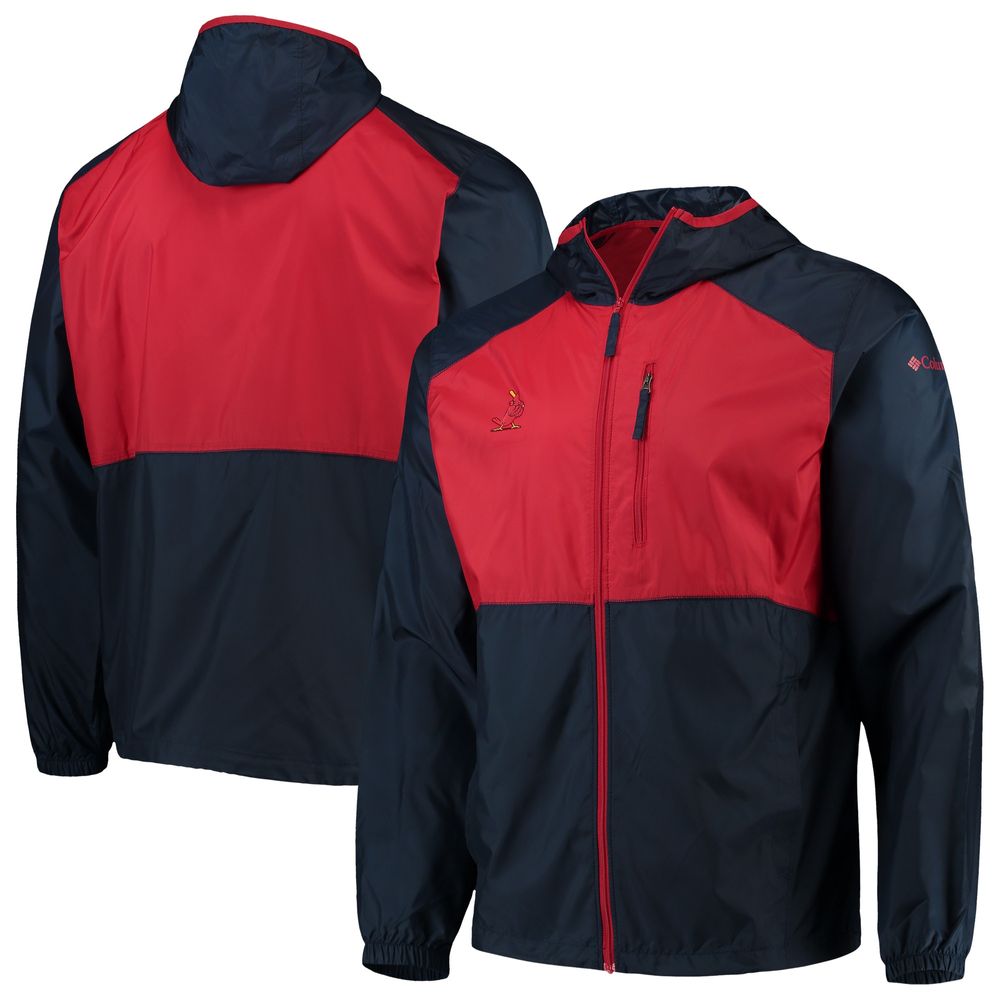 Men's Columbia Navy St. Louis Cardinals Cooperstown Collection Flash Forward Full-Zip Windbreaker Jacket