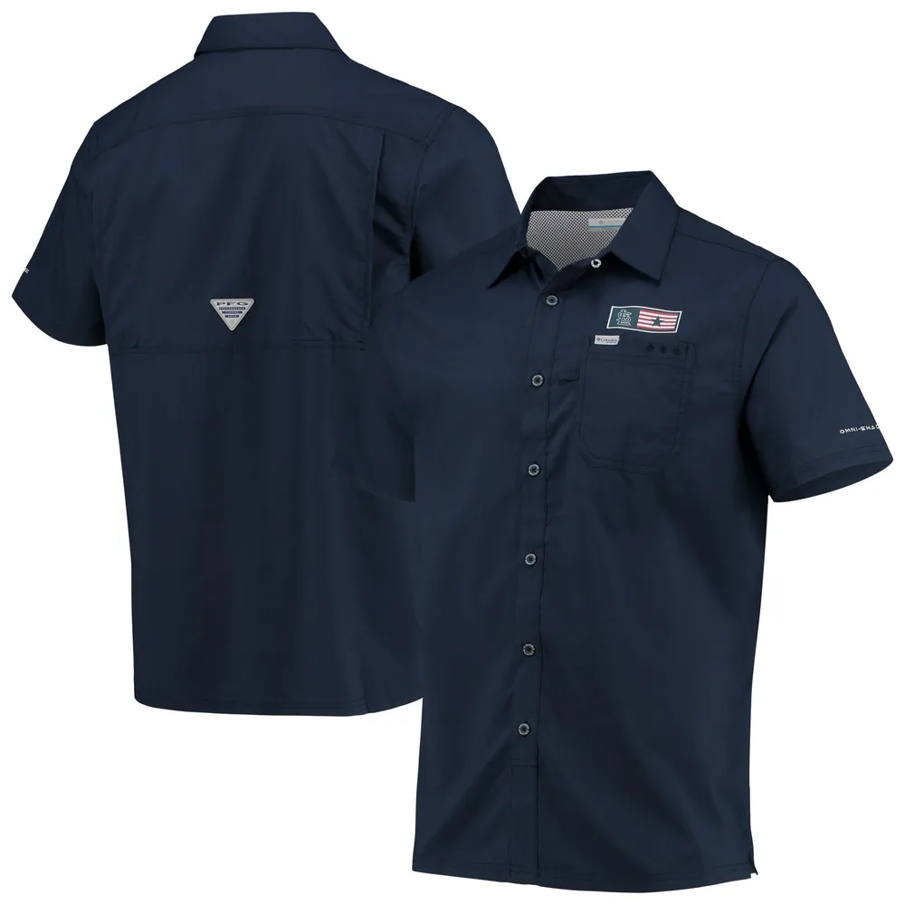 Lids Auburn Tigers Columbia Super Slack Tide Omni-Shade Button-Up Shirt -  Navy