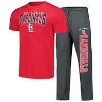 Men's Concepts Sport Charcoal/Red St. Louis Cardinals Meter T-Shirt & Pants Sleep Set