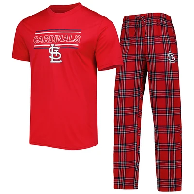 Ensemble de pyjama et pantalon Concepts Sport rouge/bleu marine avec écusson St. Louis Cardinals pour homme